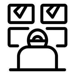 operator monitoring multiple screens showing check vector image