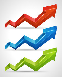 3d growth arrow graph Royalty Free Vector Image