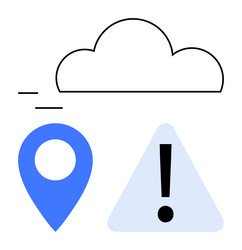 cloud technology with location pin and warning vector image
