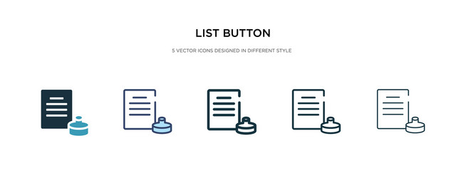 list button icon in different style two colored vector image