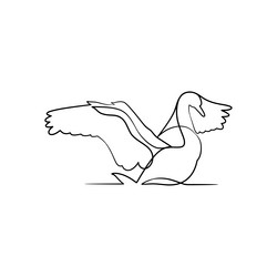 Swan continuous one line art drawing vector