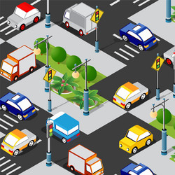 transport logistics 3d isometric city vector