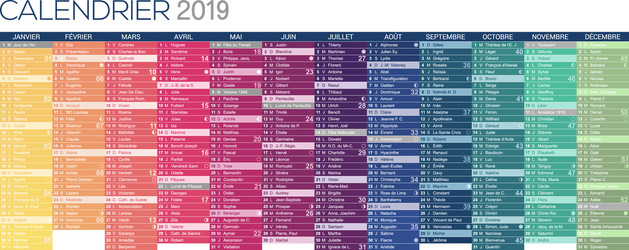 french calendar for year 2019 vector