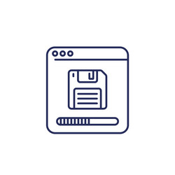 Backup or copy files line icon with a floppy disk vector