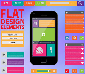 flat web design elements buttons icons vector image