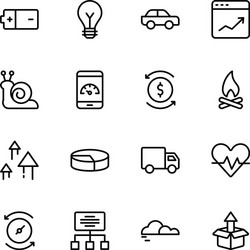 power speed graph sprint line icons set vector