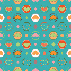 retro seamless geometric pattern with hearts vector image