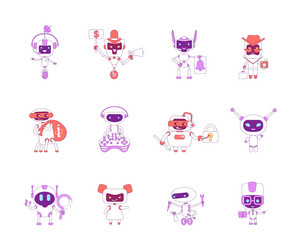 Robots red and violet linear objects set bad vector