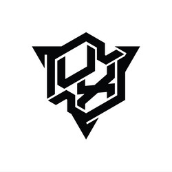 ux logo monogram hexagon shape with triangle vector image