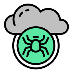 cloud data bug icon outline internet vector image