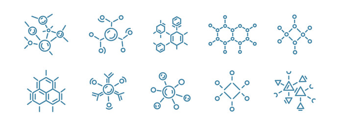 molecule science icon set the chemical vector