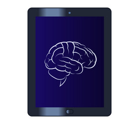 Symbol of the brain on tablet computer vector