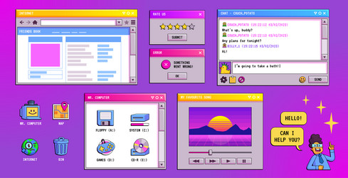 90s Computer Interface - Y2K Style vector image