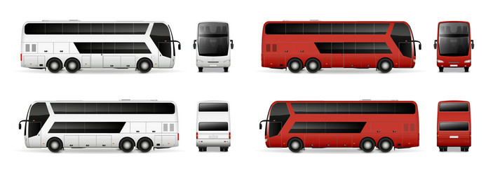 bus realistic mockup set vector