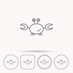 Crab icon cancer shellfish sign vector