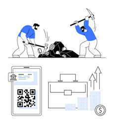 crypto miners extracting digital currency vector image