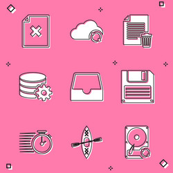 set delete file document cloud sync refresh vector image