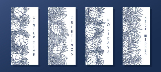 set of compositions with coniferous branches vector image