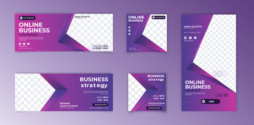 set of horizontal abstract web banner design vector image