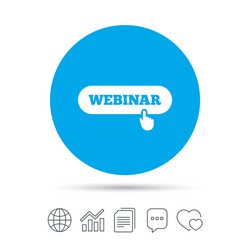 webinar with hand pointer sign icon web study vector image