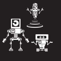 Flat design style robots and cyborgs vector