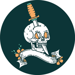 icon with banner a skull and dagger vector