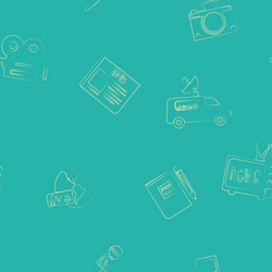 seamless background with journalism icons vector image