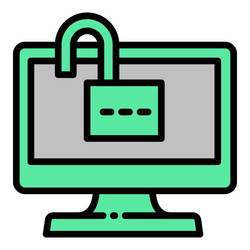 unlock computer icon outline internet data vector image