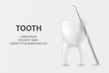 3d realistic tooth and dental probe vector