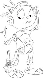 cartoon image of broken robot vector image