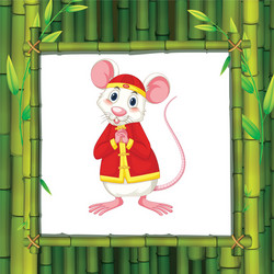 cute rat in chinese costume vector