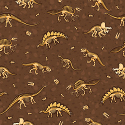 dinosaur fossils skeletons seamless pattern vector image