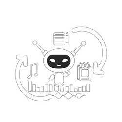 Personal smart assistant bot thin line concept vector