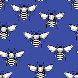 seamless pattern with bees on color background vector image