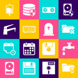 set delete folder water tap stereo speaker vector image