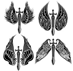 set of wings and swords Vector Image