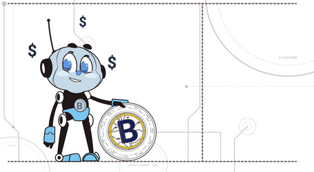 Chatbot hold bitcoin robots and crypto currency vector