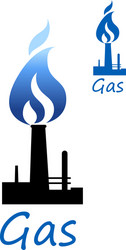 gas symbol with pipe and blue flame vector