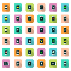 icon set mobile function in flat style vector image