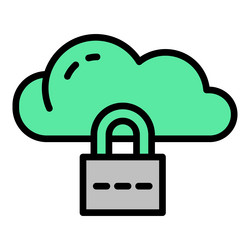 locked data cloud icon outline computer vector image