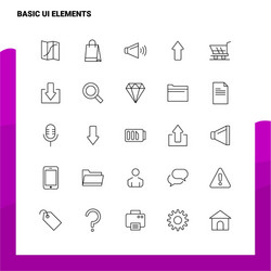 set basic ui elements line icon 25 icons vector image