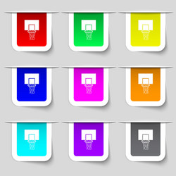 Basketball backboard icon sign set of multicolored vector