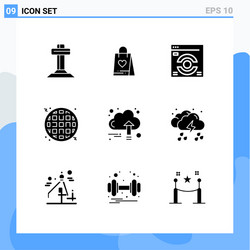 9 universal solid glyphs set for web and mobile vector image