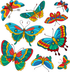 A butterfly and flowers Royalty Free Vector Image