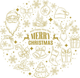 Christmas card with decorative icons vector