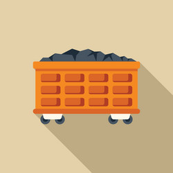 mining cart carrying coal from mine on rails vector image