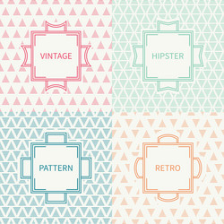 set of mono line polygon hipster seamless pattern vector image