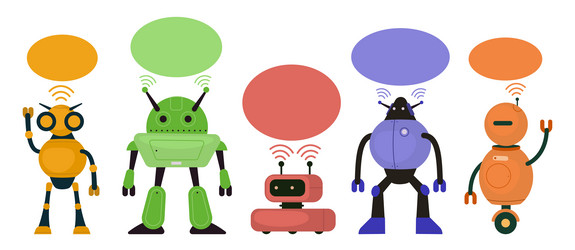 artificial intelligence concept set of robots vector