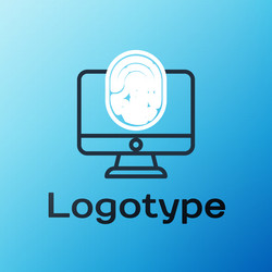 line monitor with fingerprint icon isolated vector image