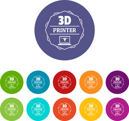 modeling 3d printing icons set color vector image